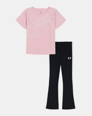 UA Big Logo Little Girls Short Sleeve & Yoga Pants Set