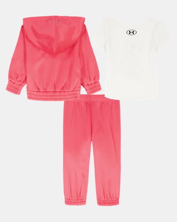 UA Tech Fleece Newborn Girls 3-Piece Sweatsuit & T Set - Image 3